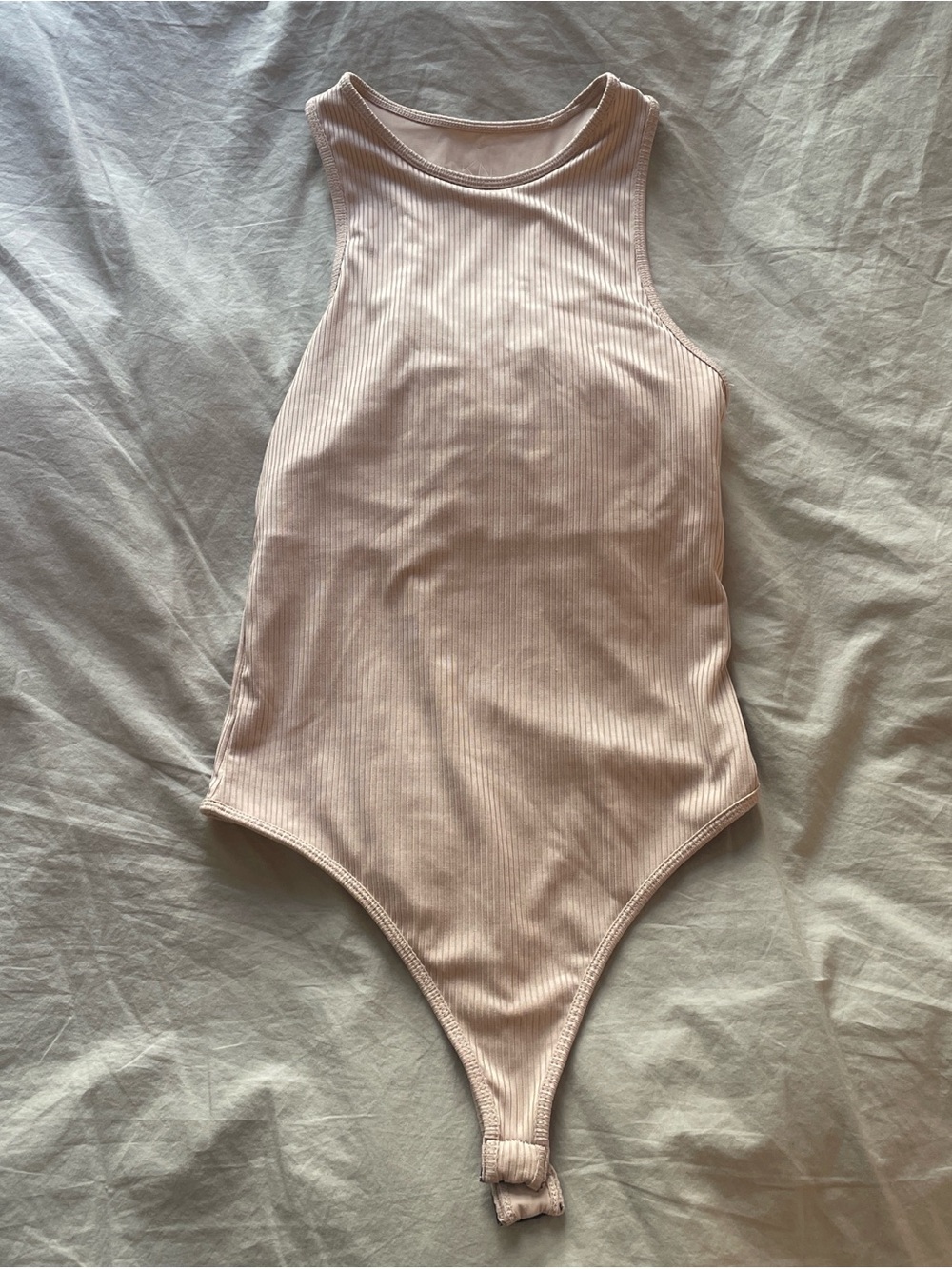Klassy Network Women’s Ribbed One-Piece Bodysuit in Nude